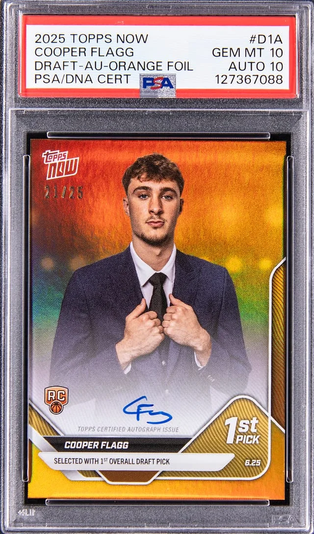 2025 Topps Now Cooper Flagg Draft Autographs Orange Foil #D1A card image
