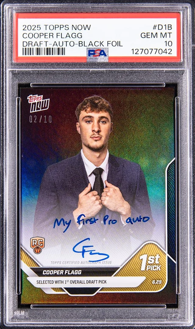 2025 Topps Now Cooper Flagg Draft Autograph Black Foil #D1B card image