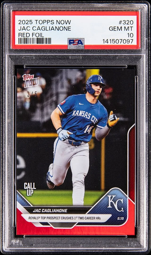 2025 Topps Now Jac Caglianone Red Foil #320 card image