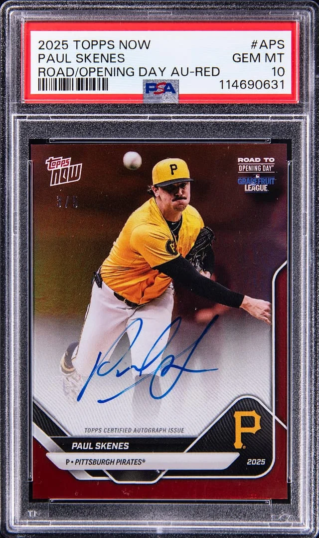 2025 Topps Now Paul Skenes Road to Opening Day Autograph Red #A-PS card image