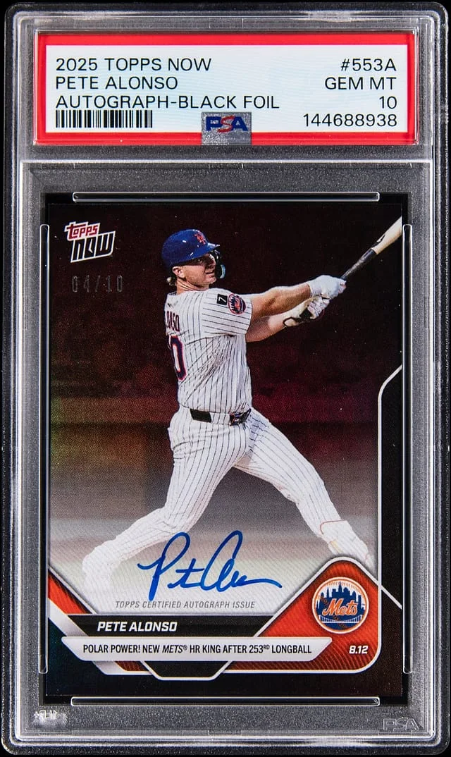 2025 Topps Now Pete Alonso Autograph Black Foil #553A card image