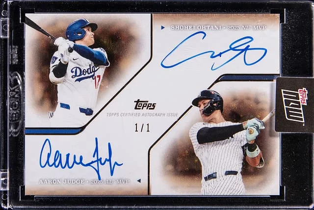 2025 Topps Now Shohei Ohtani/Aaron Judge MVP Collection Autographs FoilFractor #50A card image