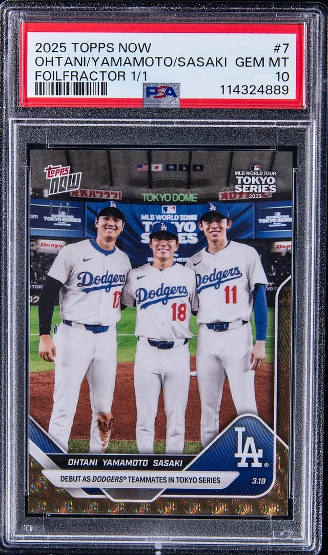 2025 Topps Now Shohei Ohtani/Yoshinobu Yamamoto/Roki Sasaki FoilFractor #7 card image