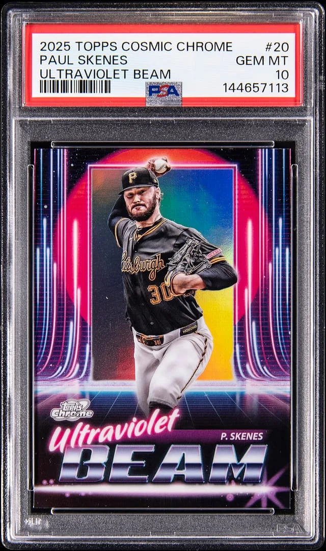 2025 Topps Paul Skenes Cosmic Chrome Ultraviolet Beam #20 card image