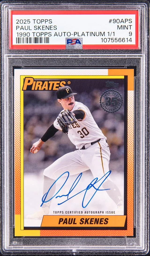 2025 Topps Paul Skenes 1990 Topps Autograph Platinum #90A-PS card image