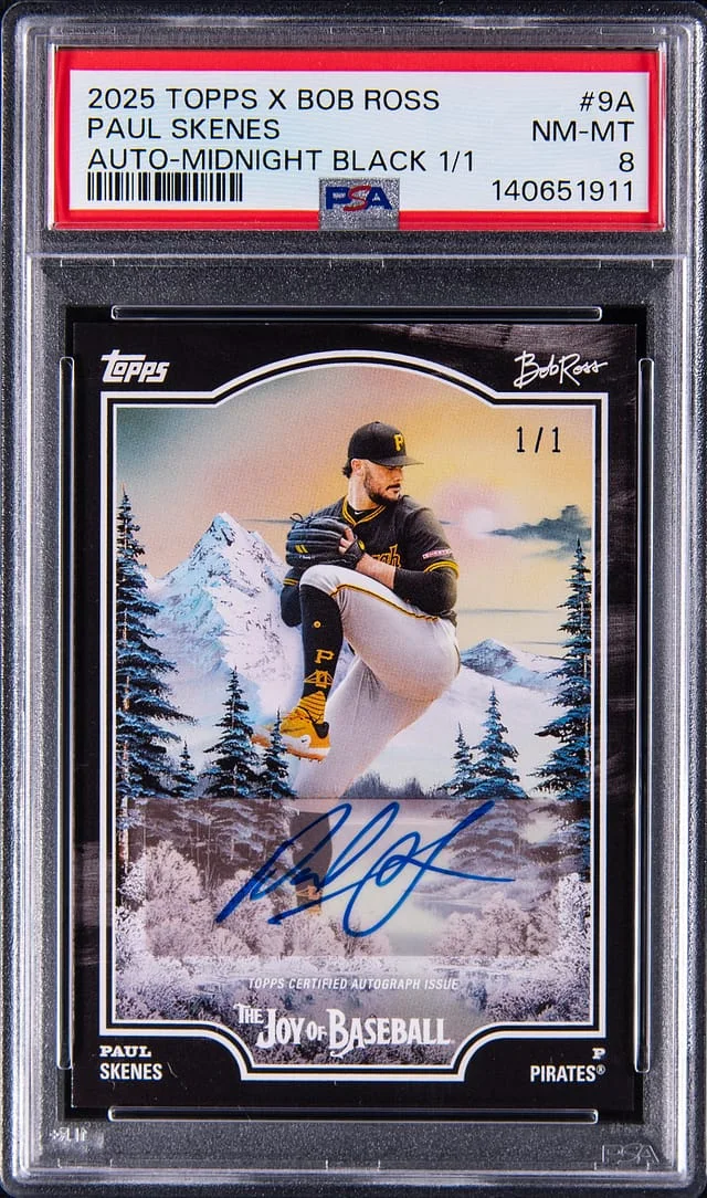 2025 Topps Paul Skenes x Bob Ross Autographs Midnight Black #9A card image