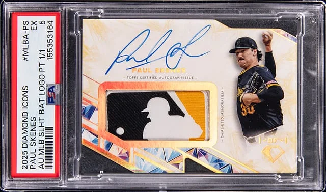 2025 Topps Paul Skenes Diamond Icons Autographed MLB Silhouetted Batter Logo Patch #MLBA-PS card image