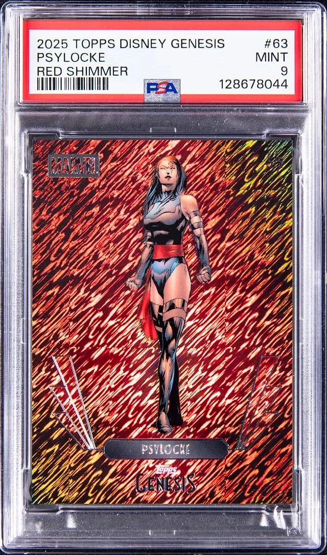 2025 Topps Psylocke Disney Genesis Red Shimmer #63 card image