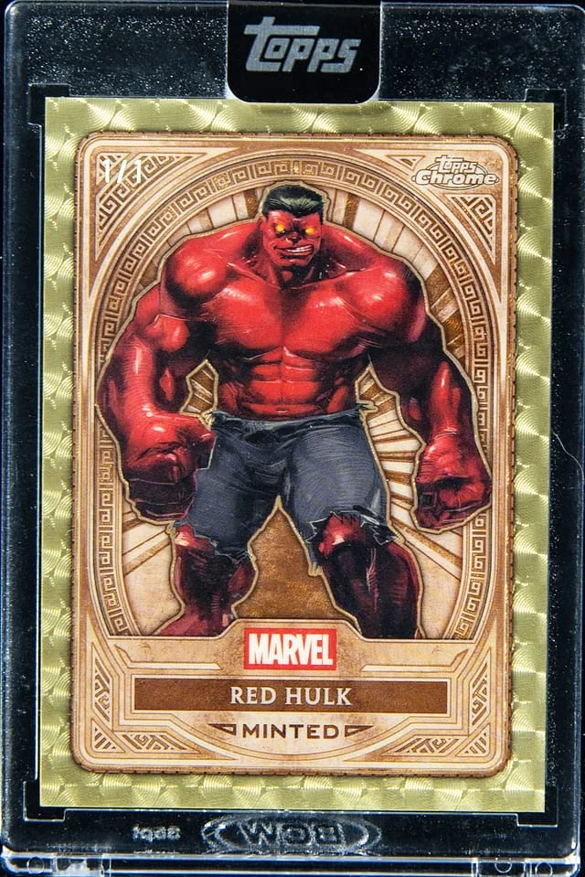 2025 Topps Red Hulk - Topps Encased Marvel Mint Chrome Bronze SuperFractor #6 card image