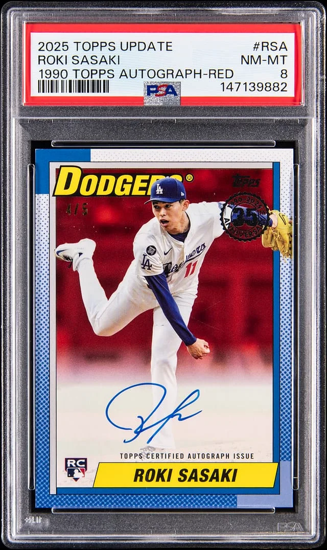 2025 Topps Roki Sasaki 1990 Topps Autograph-Red #90AU-RSA card image