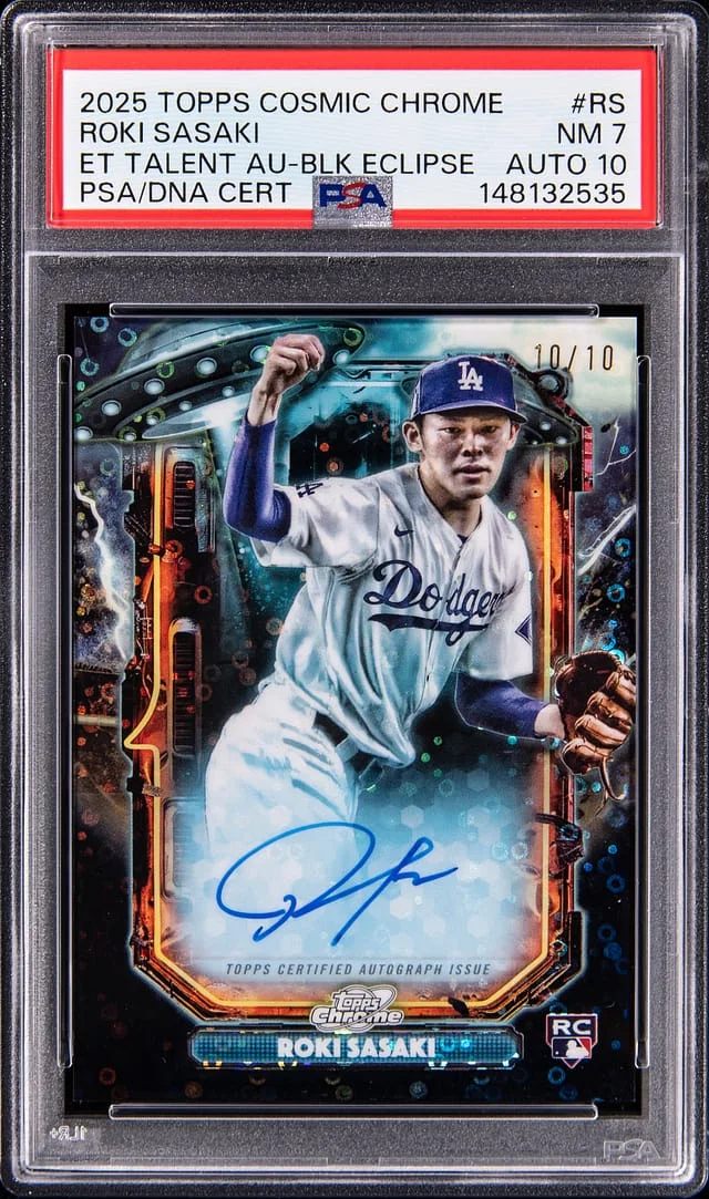 2025 Topps Roki Sasaki Cosmic Chrome Extraterrestrial Talent Autographs Black Eclipse #ETA-RS card image