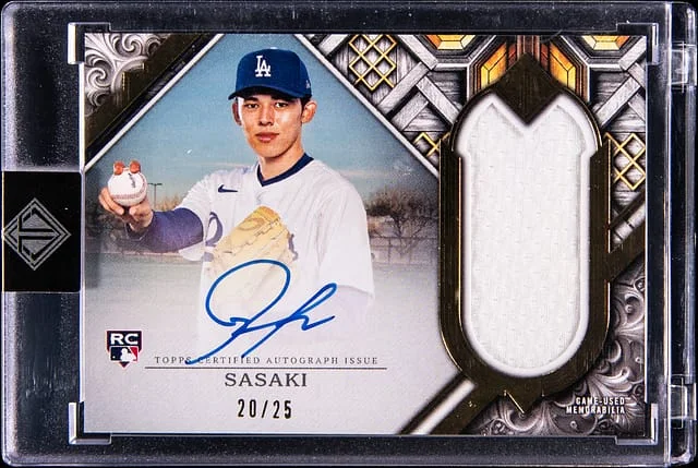 2025 Topps Roki Sasaki Transcendent Collection Autograph Relic Variation #TCAR-RS card image