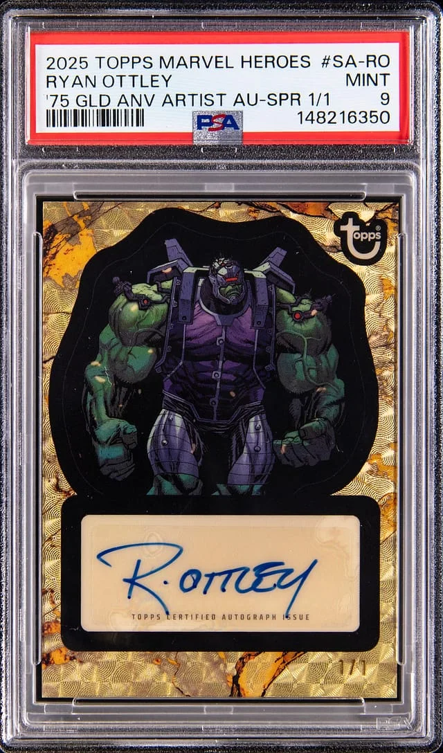2025 Topps Ryan Ottley Marvel Comic Book Heroes '75 Gold Anniversary Artist Autographs SuperFractor #SA-RO card image