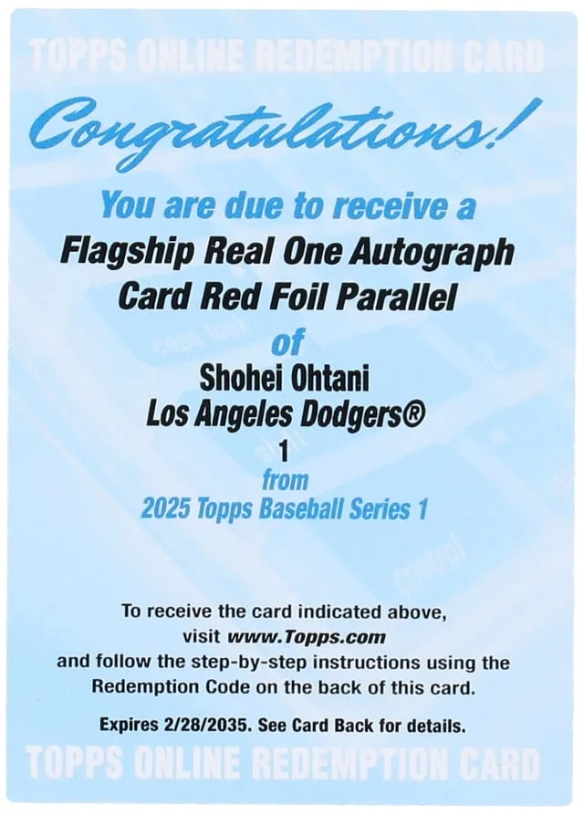 2025 Topps Series 1 Flagship Real One Autographs Red Foil Shohei Ohtani #no-number card image