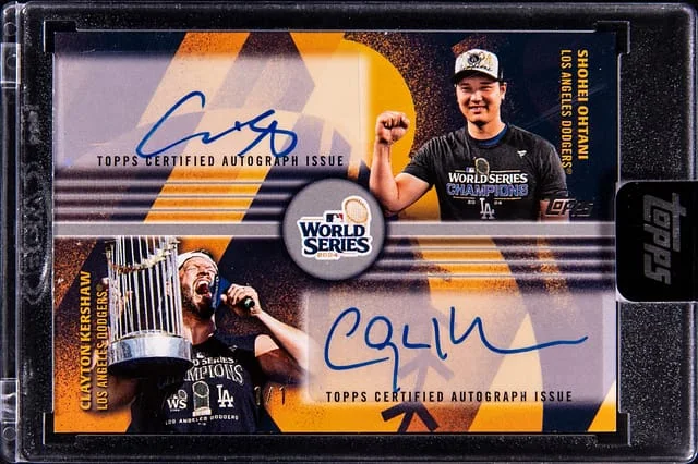2025 Topps Series 2 Shohei Ohtani/Clayton Kershaw World Champion Dual Autographs Platinum #WCDA-SC card image