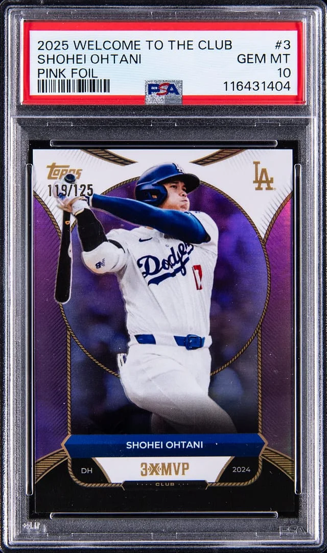 2025 Topps Shohei Ohtani Welcome To The Club 3x MVP Pink Foil #3 card image