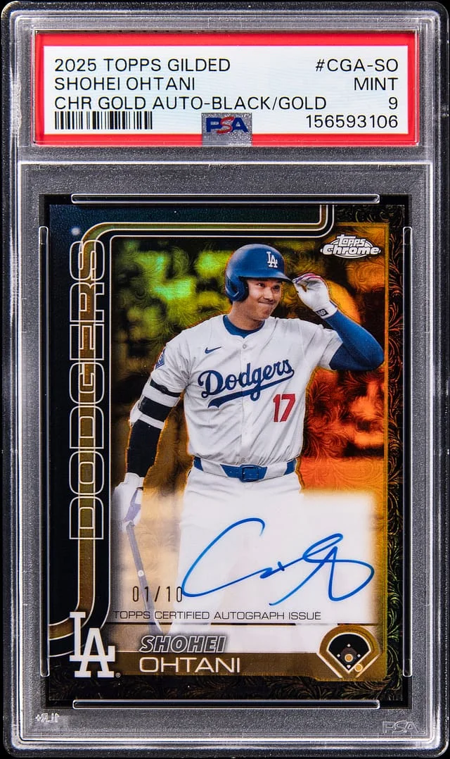 2025 Topps Shohei Ohtani Gilded Chrome Gold Autographs Black Gold #CGA-SO card image