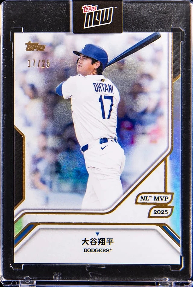 2025 Topps Shohei Ohtani - Jersey Number - Topps Encased MLB MVP Collection Kanji-Language Rainbow Foil #28 card image