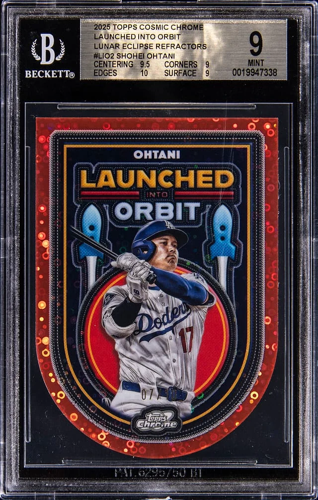 2025 Topps Shohei Ohtani Cosmic Chrome Launched Into Orbit Lunar Eclipse Refractor #LIO-2 card image