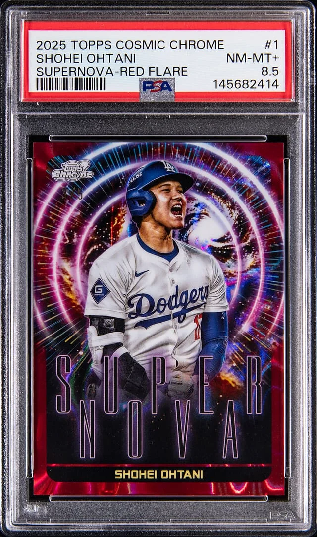 2025 Topps Shohei Ohtani Cosmic Chrome Supernova Red Flare Refractor #S-1 card image