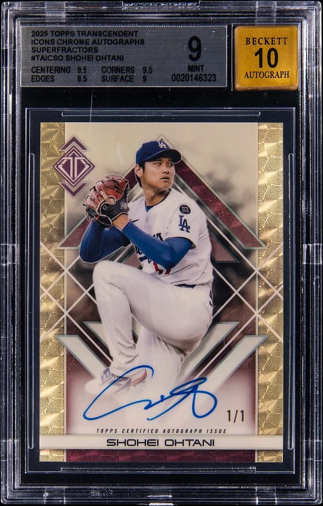 2025 Topps Shohei Ohtani Transcendent Icons Chrome Autographs SuperFractor #TAIC-SO card image