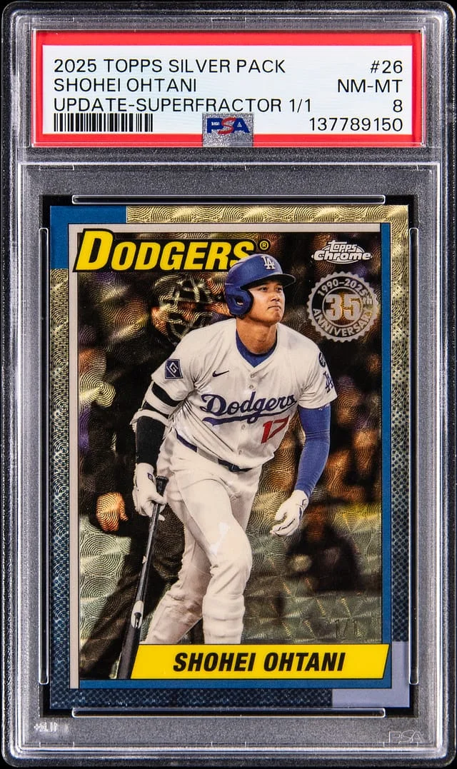 2025 Topps Shohei Ohtani Silver Pack '90 Chrome Promo Update SuperFractor #U90C-26 card image