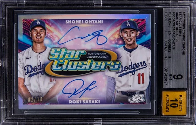 2025 Topps Shohei Ohtani/Roki Sasaki Cosmic Chrome Star Clusters Dual Autographs #SCDA-OS card image