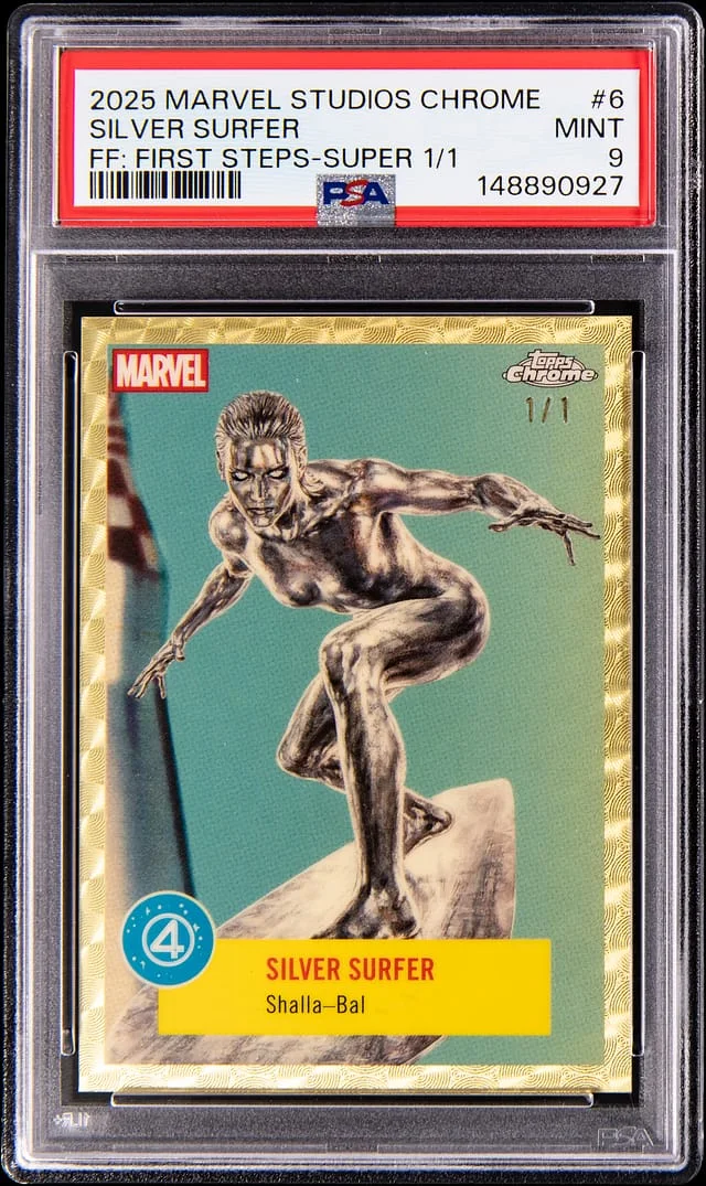 2025 Topps Silver Surfer Marvel Studios Chrome The Fantastic Four: First Steps SuperFractor #6 card image