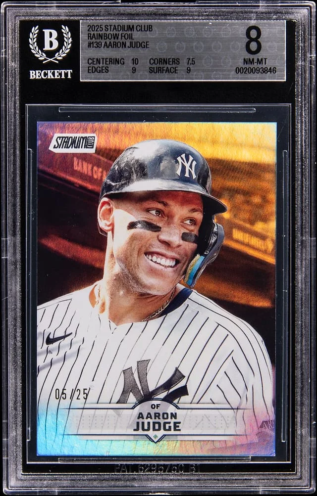 2025 Topps Stadium Club Aaron Judge Rainbow Foil #139 card image