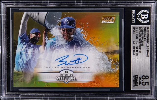 2025 Topps Stadium Club Bobby Witt Jr. Autographs Gold Refractor #SCCA-BW card image