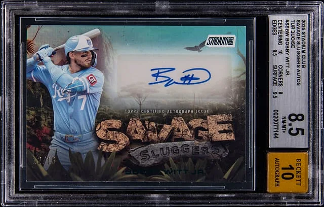 2025 Topps Stadium Club Bobby Witt Jr. Savage Sluggers Autographs Turquoise #SS-BW card image