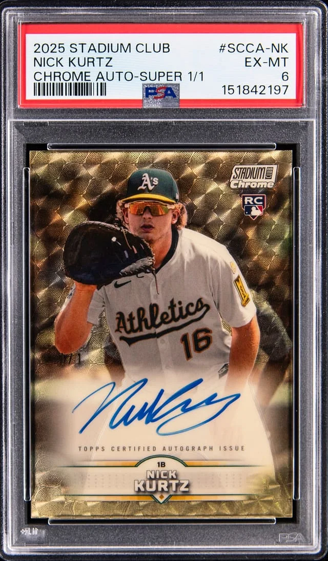 2025 Topps Stadium Club Chrome Nick Kurtz Autographs SuperFractor #SCCA-NK card image