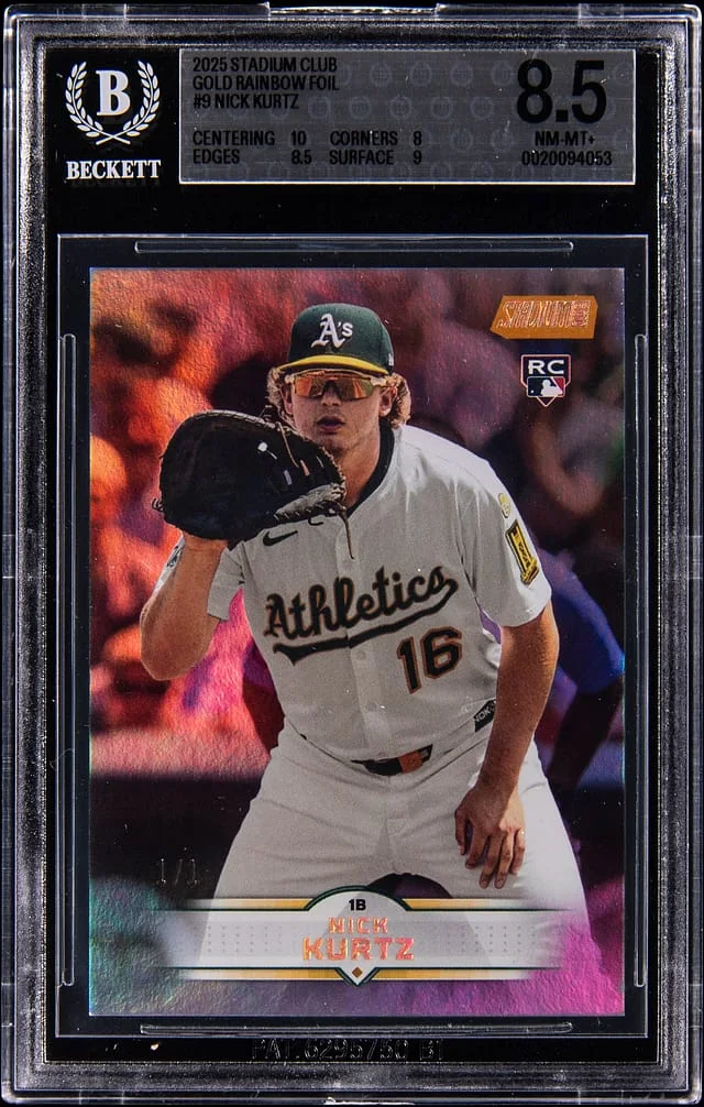 2025 Topps Stadium Club Nick Kurtz Gold Rainbow Foil #9 card image