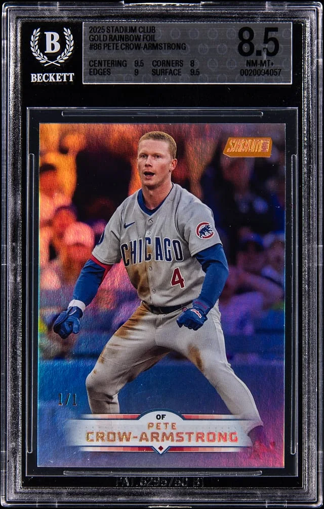 2025 Topps Stadium Club Pete Crow-Armstrong Gold Rainbow Foil #86 card image