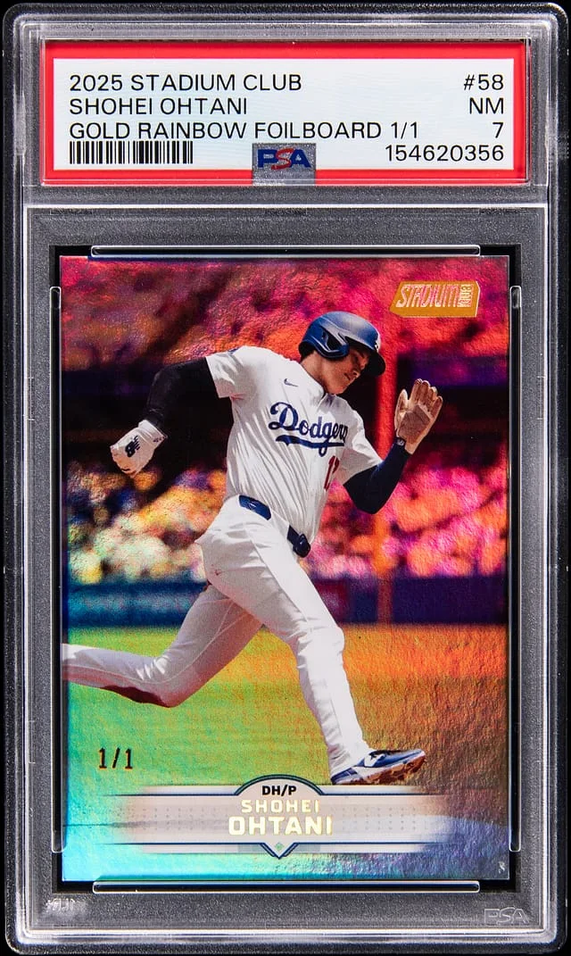2025 Topps Stadium Club Shohei Ohtani Gold Rainbow Foilboard #58 card image