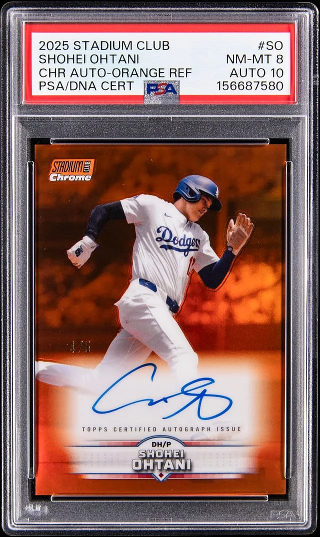 2025 Topps Stadium Club Shohei Ohtani Autographs Orange Refractor #SCCA-SO card image