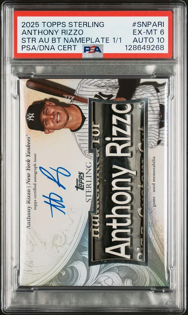 2025 Topps Sterling Anthony Rizzo Autographed Bat Nameplate #SNP-ARI card image