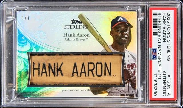 2025 Topps Sterling Hank Aaron Game-Used Bat Bat Nameplate #TSBN-HA card image