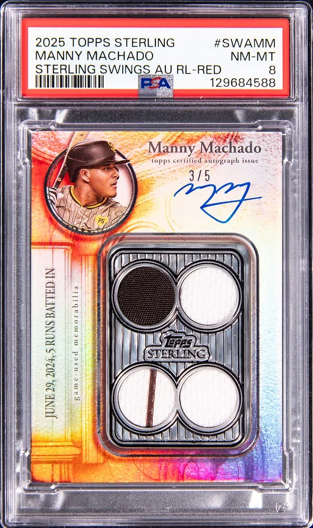 2025 Topps Sterling Many Machado Sterling Swings Autograph Relic Red #SWA-MM card image