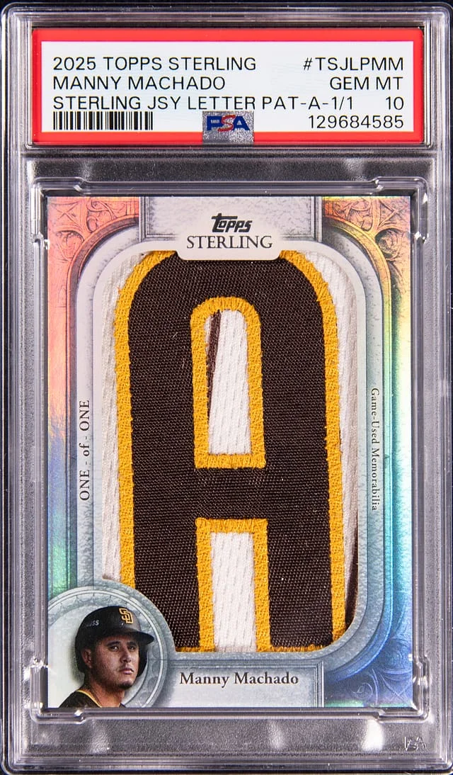 2025 Topps Sterling Many Machado Sterling Jersey Letter Patch A #TSJLP-MM card image