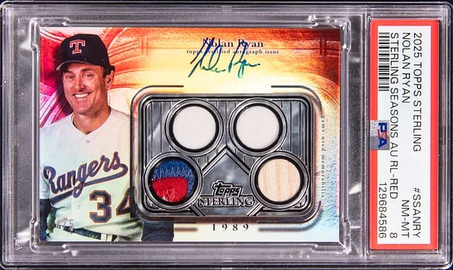 2025 Topps Sterling Nolan Ryan Sterling Seasons Autograph Relic Red #SSA-NRY card image