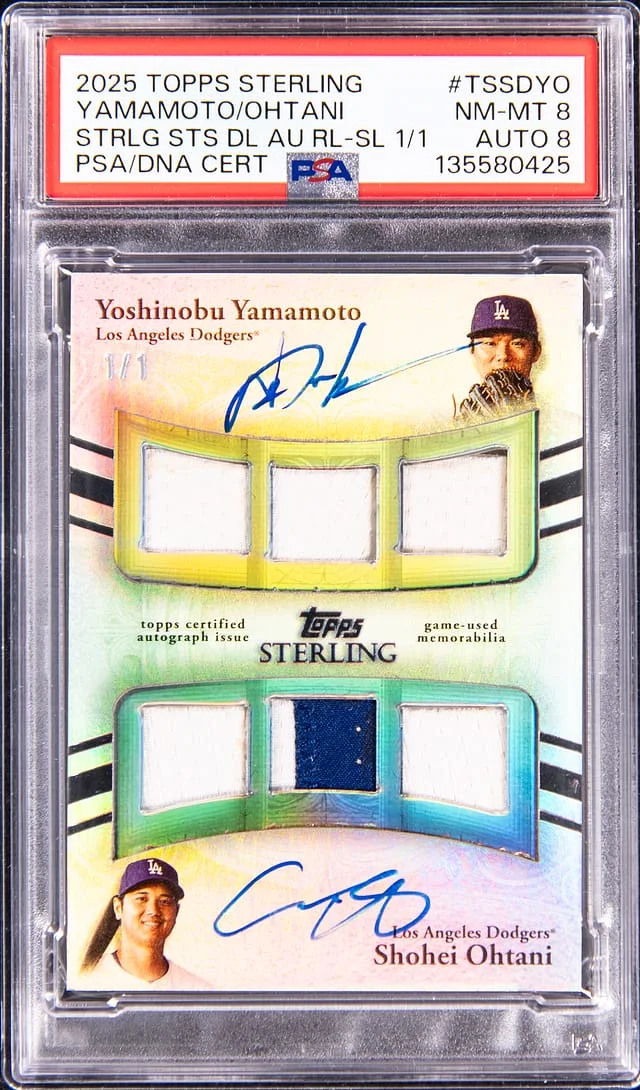 2025 Topps Sterling Shohei Ohtani/Yoshinobu Yamamoto Sterling Sets Dual Autograph Relics Silver #TSSD-YO card image