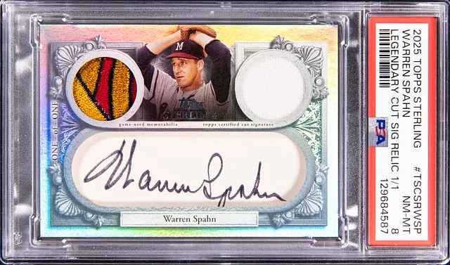 2025 Topps Sterling Warren Spahn Legendary Cut Signature Relic #TSCR-WSP card image