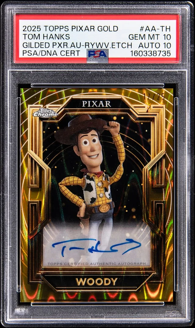 2025 Topps Tom Hanks Pixar Gold Gilded Pixar Autographs RayWave Etch Refractor #AA-TH card image