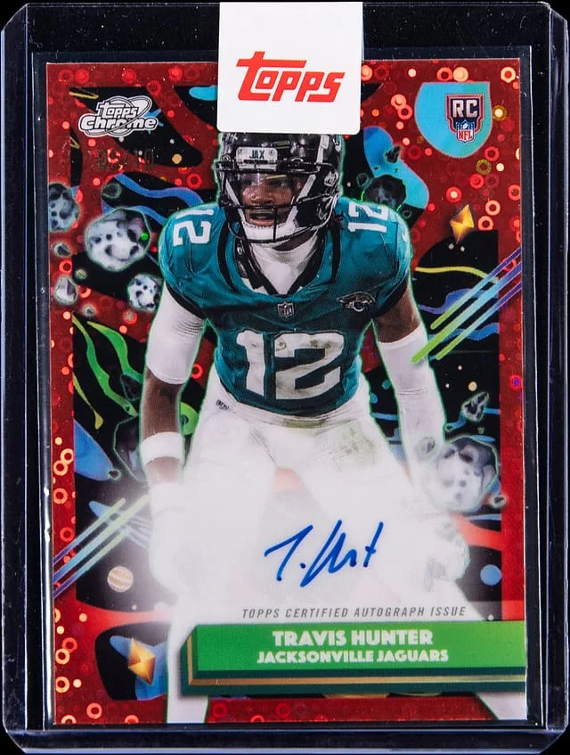 2025 Topps Travis Hunter Cosmic Chrome Autographs Lunar Eclipse Refractor #CCA-THU card image