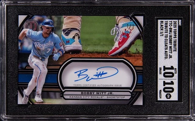 2025 Topps Tribute Bobby Witt Jr. To Cleats Autographs Black #TTC-BWJ card image