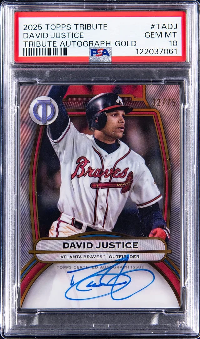 2025 Topps Tribute David Justice Autograph Gold #TA-DJ card image