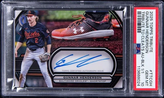 2025 Topps Tribute Gunnar Henderson Tribute to Cleats Autograph Black #TTC-GH card image
