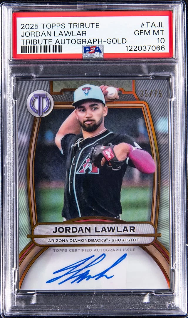 2025 Topps Tribute Jordan Lawlar Autograph Gold #TA-JL card image