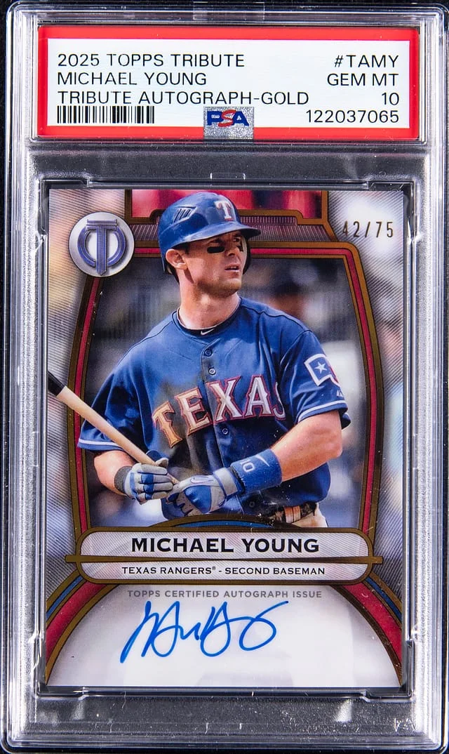 2025 Topps Tribute Michael Young Autograph Gold #TA-MY card image